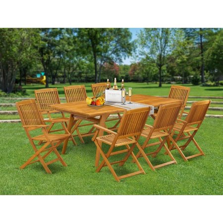 EAST WEST FURNITURE 9 Piece Denison Small Patio Table Set - Natural Oil DECM9CANA